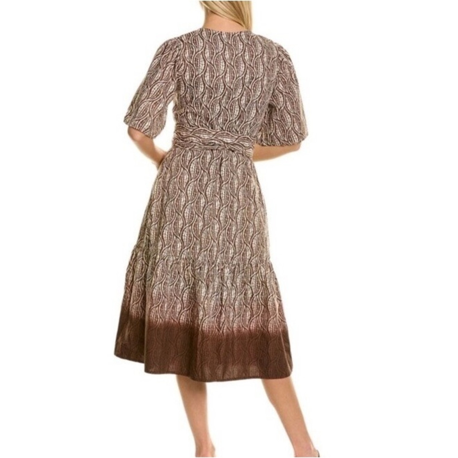 St. Roche Pina Wildwood Leaf Wrap Dress Dip Dye Midi Nwt Sz 10 — image 2 of 8